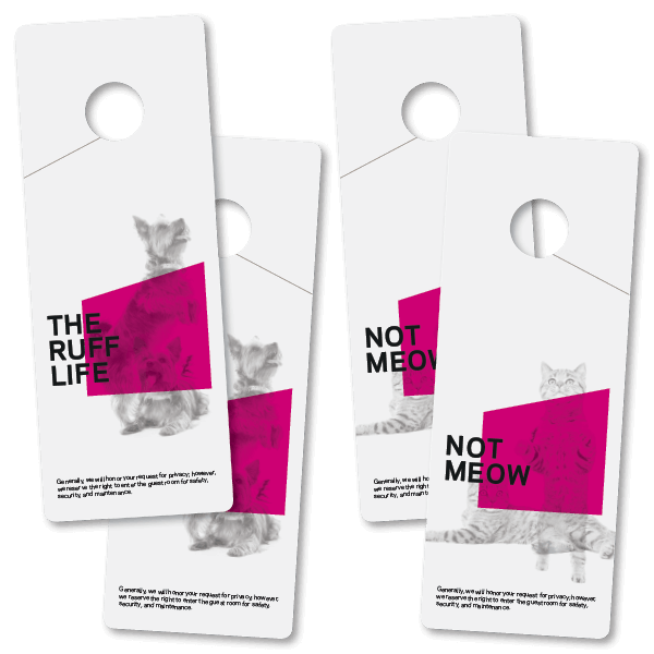 aloft pet in room door hanger-plicards