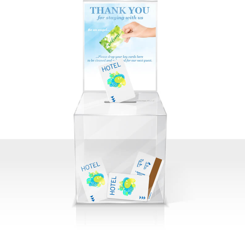 ez key card return box welcome blue-plicard