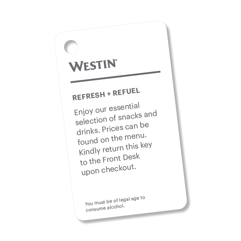 westin minibar card-plicards