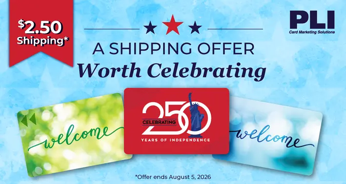 Celebrate with $2.50 shipping when you order 2,000 key cards