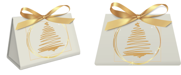Triangle Box with Ribbon Closure Christmas box-plicards